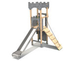 Castle-themed timber play towers