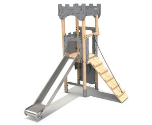 Castle-themed timber play towers