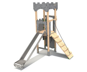 Castle-themed timber play towers