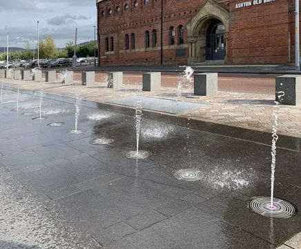 Illuminated plaza water feature refurbishment - Ashton-under-Lyne