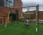 Inclusive Double Swing Frame - timber accessible swing set