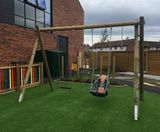 Inclusive Double Swing Frame - timber accessible swing set - on this page
