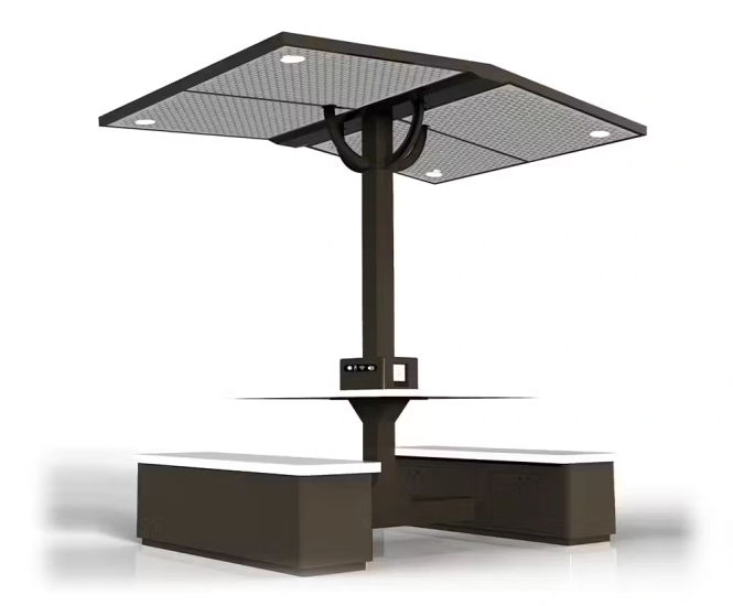 Solar Canopy - outdoor picnic table set with solar charging canopy