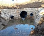 Concrete-filled bagwork for headwalls