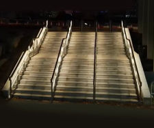 ASF bespoke stainless steel and timber illuminated step units