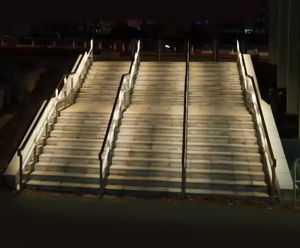 ASF bespoke stainless steel and timber illuminated step units