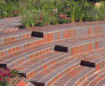 Clay quarry tiles used in garden renovation at Barbican Centre