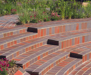 Clay quarry tiles used in garden renovation at Barbican Centre