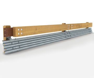 N2BL-01 natural timber-clad safety barrier with RiderPro-MRS-03