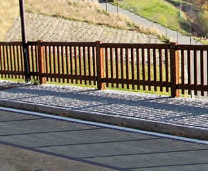 Par-01 timber and corten steel pedestrian parapet
