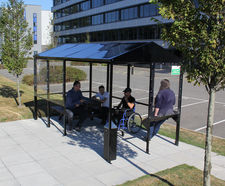 Apex - modular smoking shelter with aluminium roof