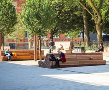 Seating and litter bins - All Saints Park, Manchester