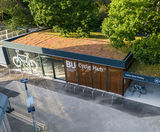 Secure sheltered cycle parking and repair station for university - on this page
