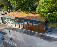 Secure sheltered cycle parking and repair station for university
