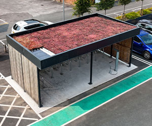 Sedum-roofed cycle hub and repair station - Taunton