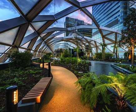 Sudstech permeable paving for rooftop park at DLR Crossrail station
