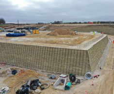 Eight retaining walls for large manufacturing facility extension