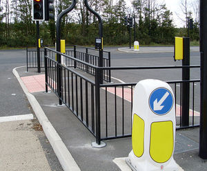 Steel pedestrian guardrails