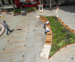 Seating and retaining planters for new pedestrianised area