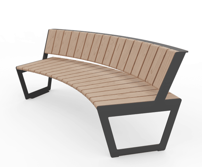 Egoe Dynamic A4-1651 - contemporary steel and wood curved seat