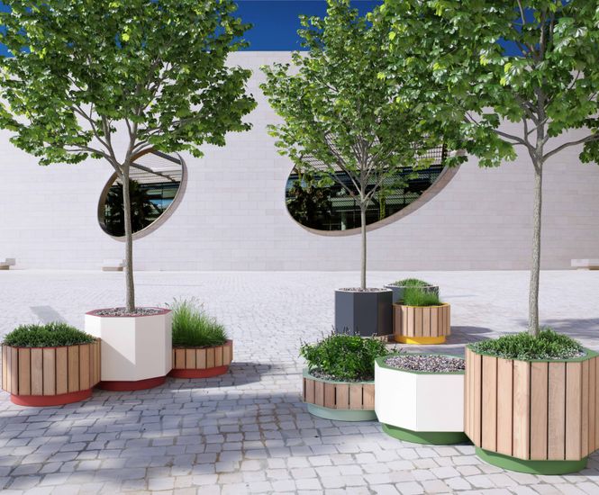 Egoe Dynamic A30-320 - steel and wood octagonal planter