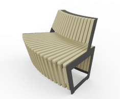 Egoe Dynamic A4-2511 - contemporary steel and wood curved seat