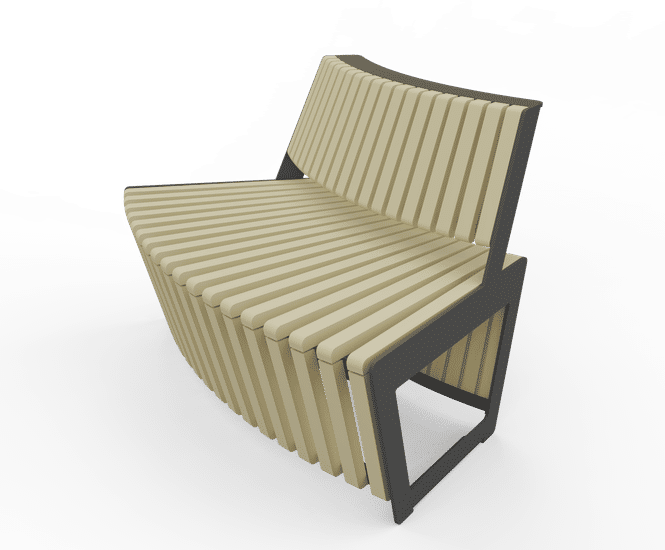 Egoe Dynamic A4-2511 - contemporary steel and wood curved seat