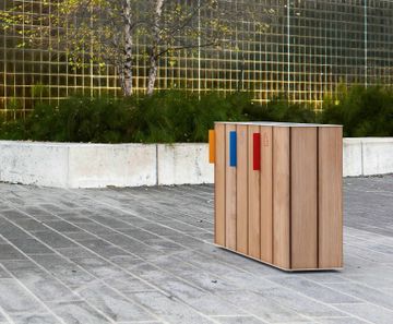 Egoe Classic E20-3101 - steel and wood litter bin (triple)