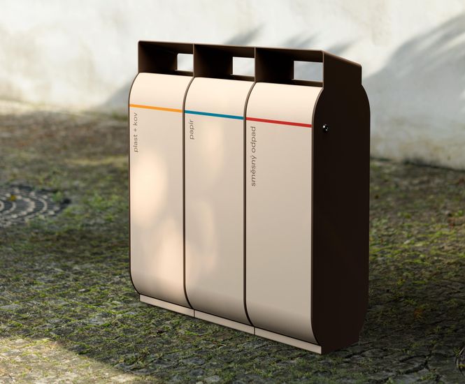 Egoe Foundation O20-3411 - steel litter bin (triple)