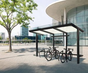 Egoe X1-V310-SS-002400 - steel and glass cycle shelter (10 bikes)