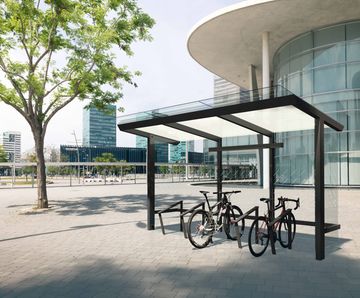 Egoe X1-V310-SS-002400 - steel and glass cycle shelter (10 bikes)