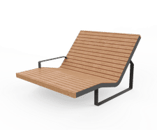 Egoe Fine Line I1-3461 - steel and wood double chaise longue