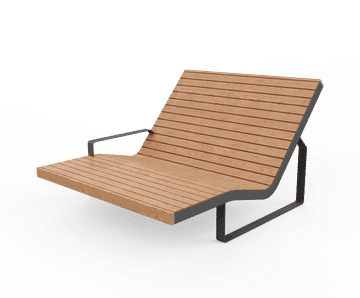 Egoe Fine Line I1-3461 - steel and wood double chaise longue