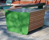 Egoe Fine Line I30-200E - steel and wood planter - on this page