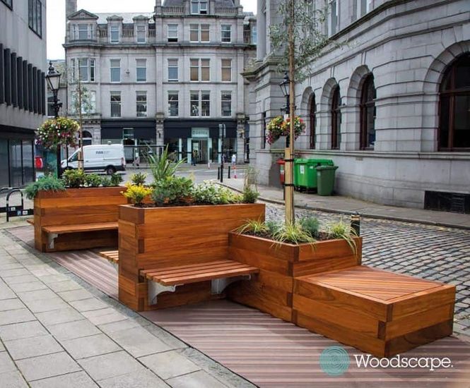 Bespoke FSC hardwood modular parklets