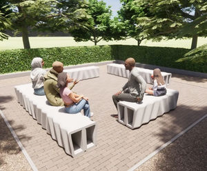 B009 Clearwell - 3DCP 1600mm outdoor bench wave