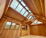 Timber garden room and pergola with green roofs - on this page