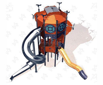 Octagonal Tower J47101 - steel play tower with slides and climbing