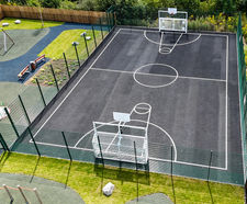 Goals, basketball nets, seats and litter bins for new playground
