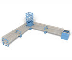Rosenlund - L-shaped steel and timber modular bench group