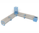Rosenlund - L-shaped steel and timber modular bench group - on this page