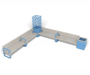 Rosenlund - L-shaped steel and timber modular bench group