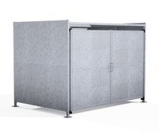 EM2 Shelter - galvanised steel bin storage compound with lockable doors
