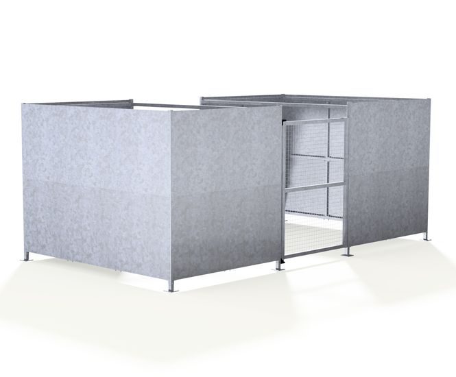 EMC1 Shelter - galvanised steel bin storage compound with mesh door