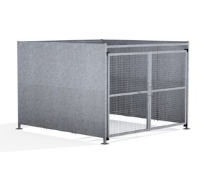 FM1 Shelter - galvanised steel bin storage shelter with lockable mesh doors
