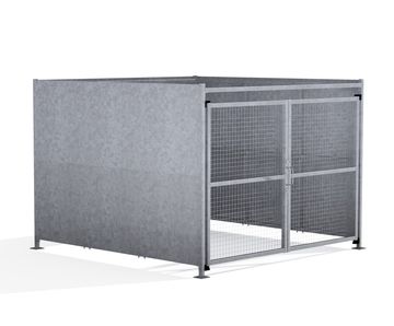 FM1 Shelter - galvanised steel bin storage shelter with lockable mesh doors