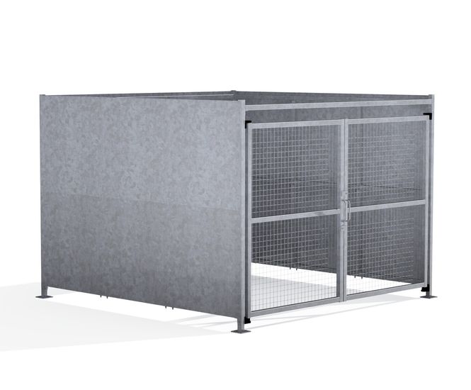 FM1 Shelter - galvanised steel bin storage shelter with lockable mesh doors