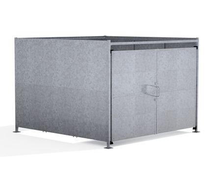 FM2 Shelter - galvanised steel bin storage shelter with lockable doors