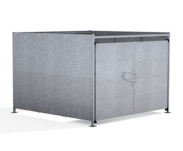 FM2 Shelter - galvanised steel bin storage shelter with lockable doors