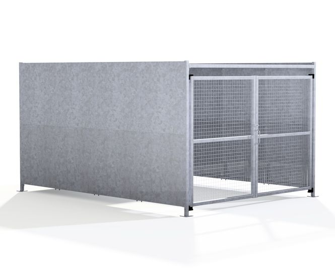 GM1 Shelter - galvanised steel bin store with lockable mesh doors